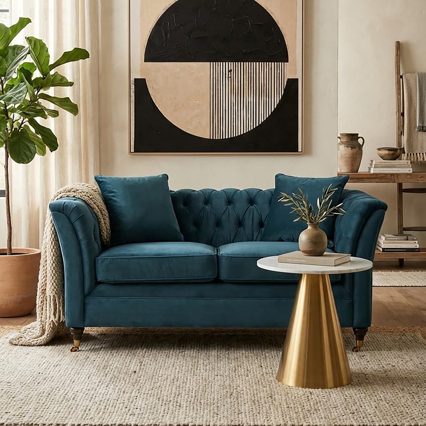 Gina Midnight Velvet Chesterfield Two Seater Sofa
