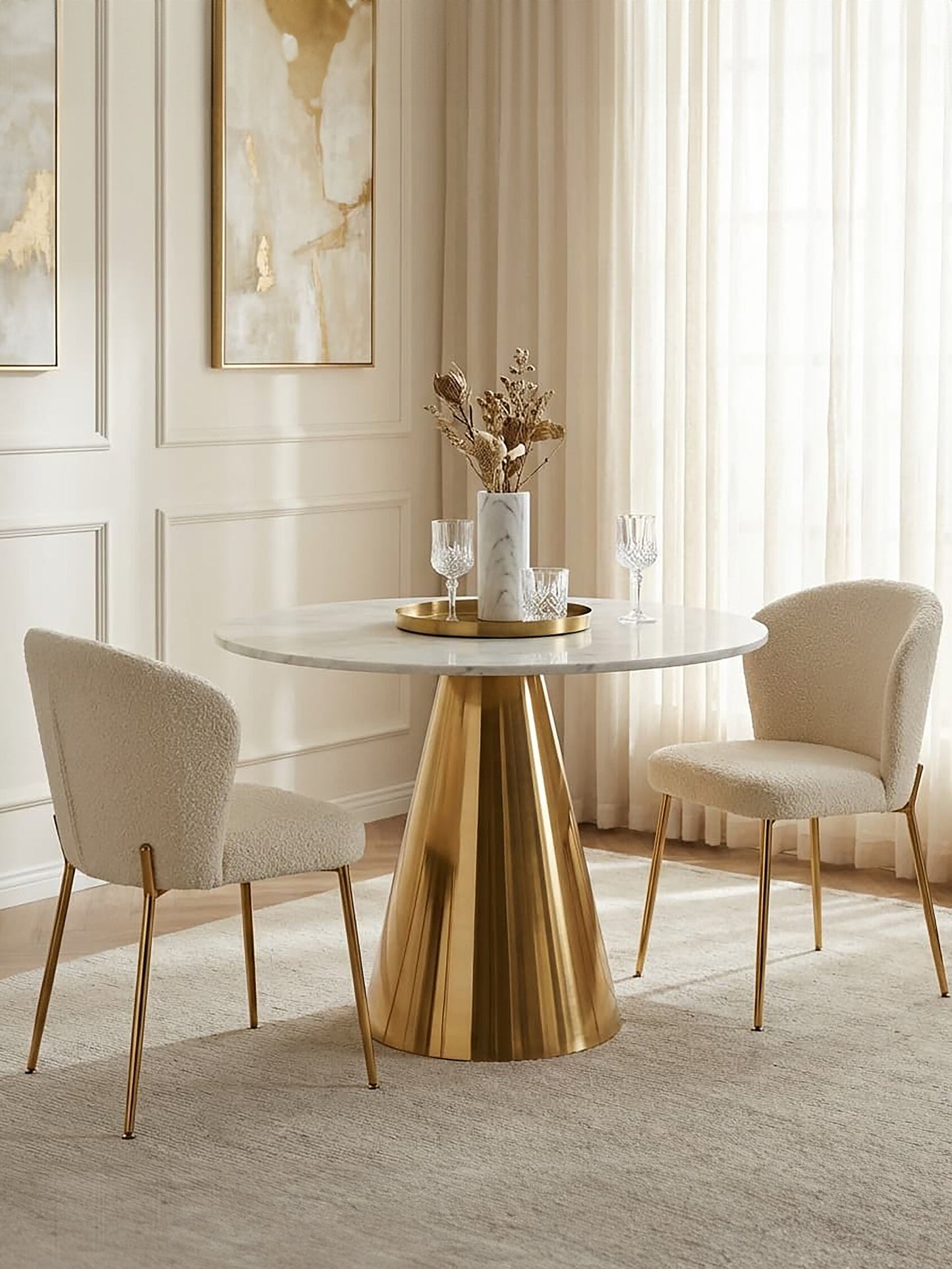 Dahlia White Marble Top Dining Table