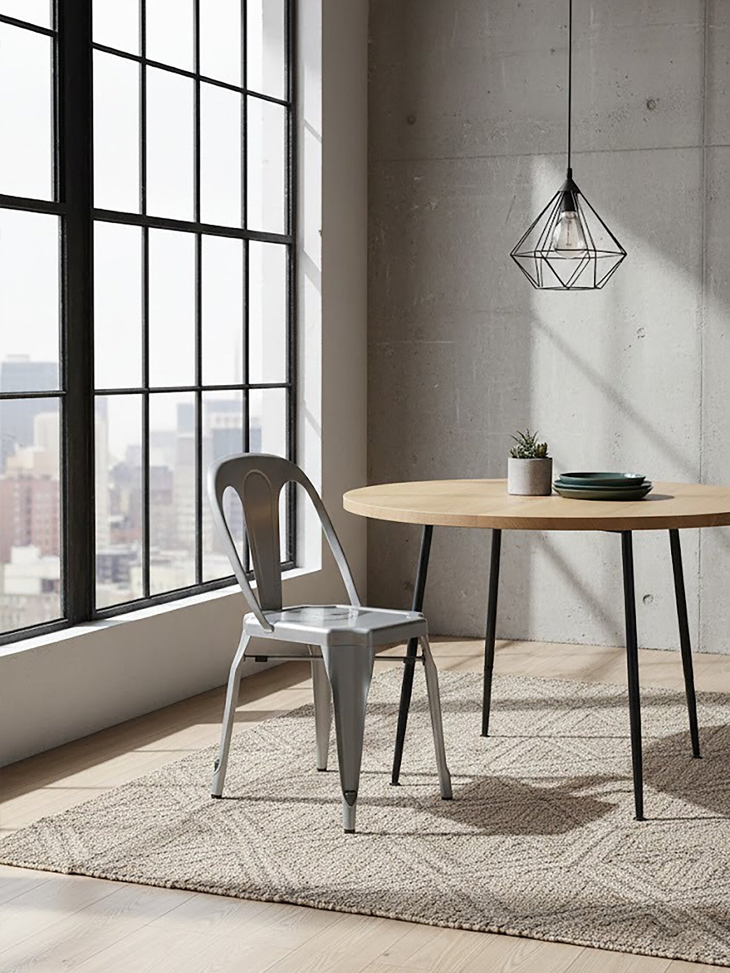 Industrial Grey Industrial Metal Dining Chair