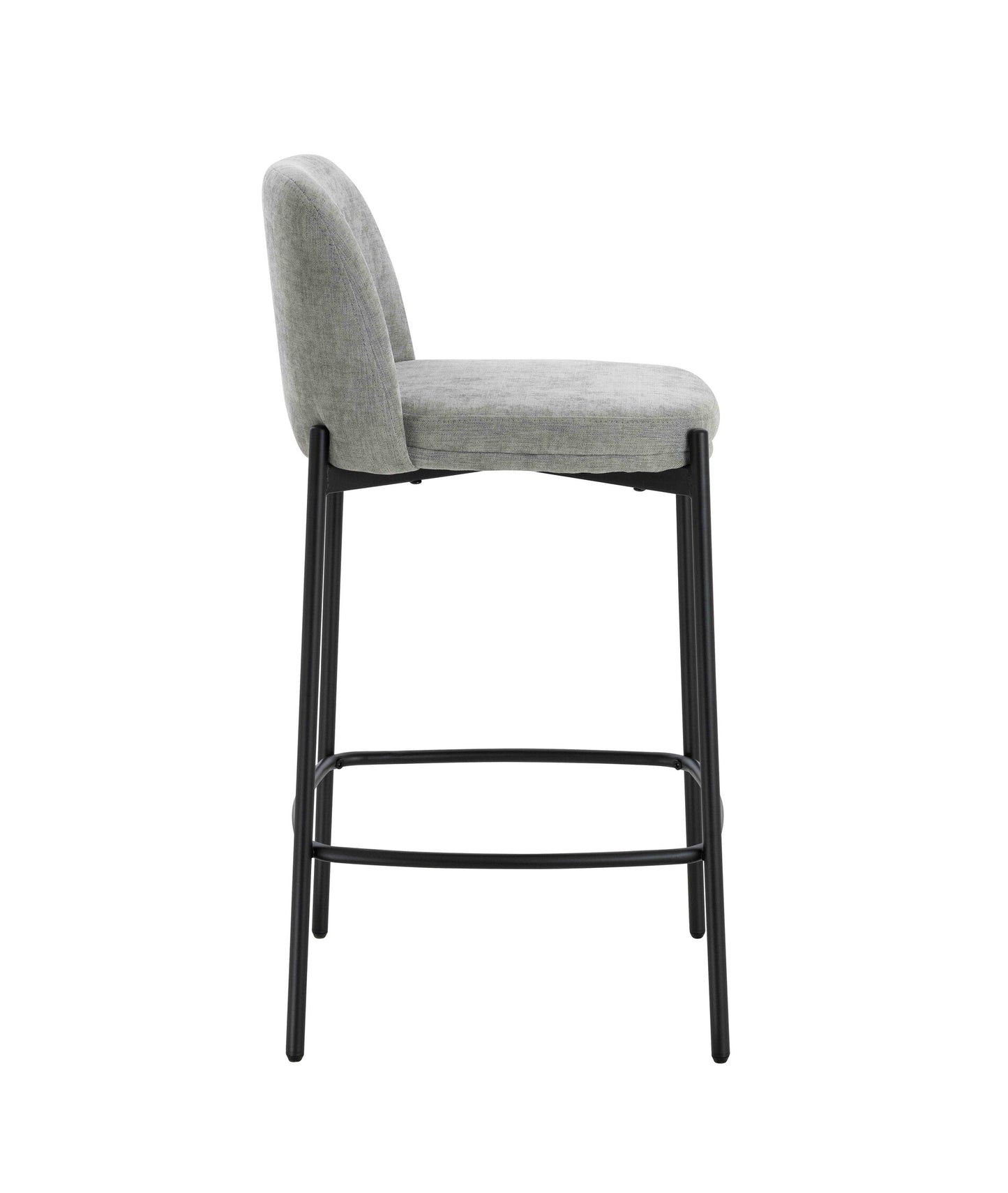 Arden Set of 2 Light Grey Textured Fabric Bar Stools with Black Legs