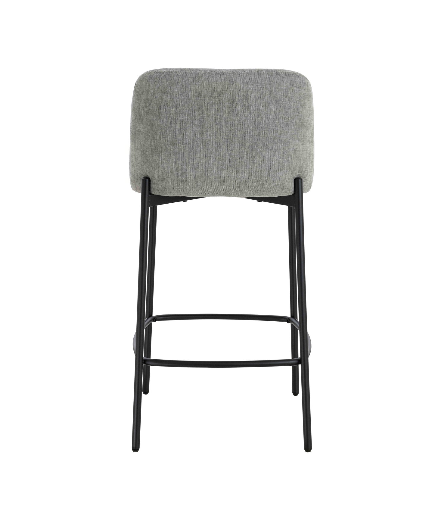 Arden Set of 2 Light Grey Textured Fabric Bar Stools with Black Legs