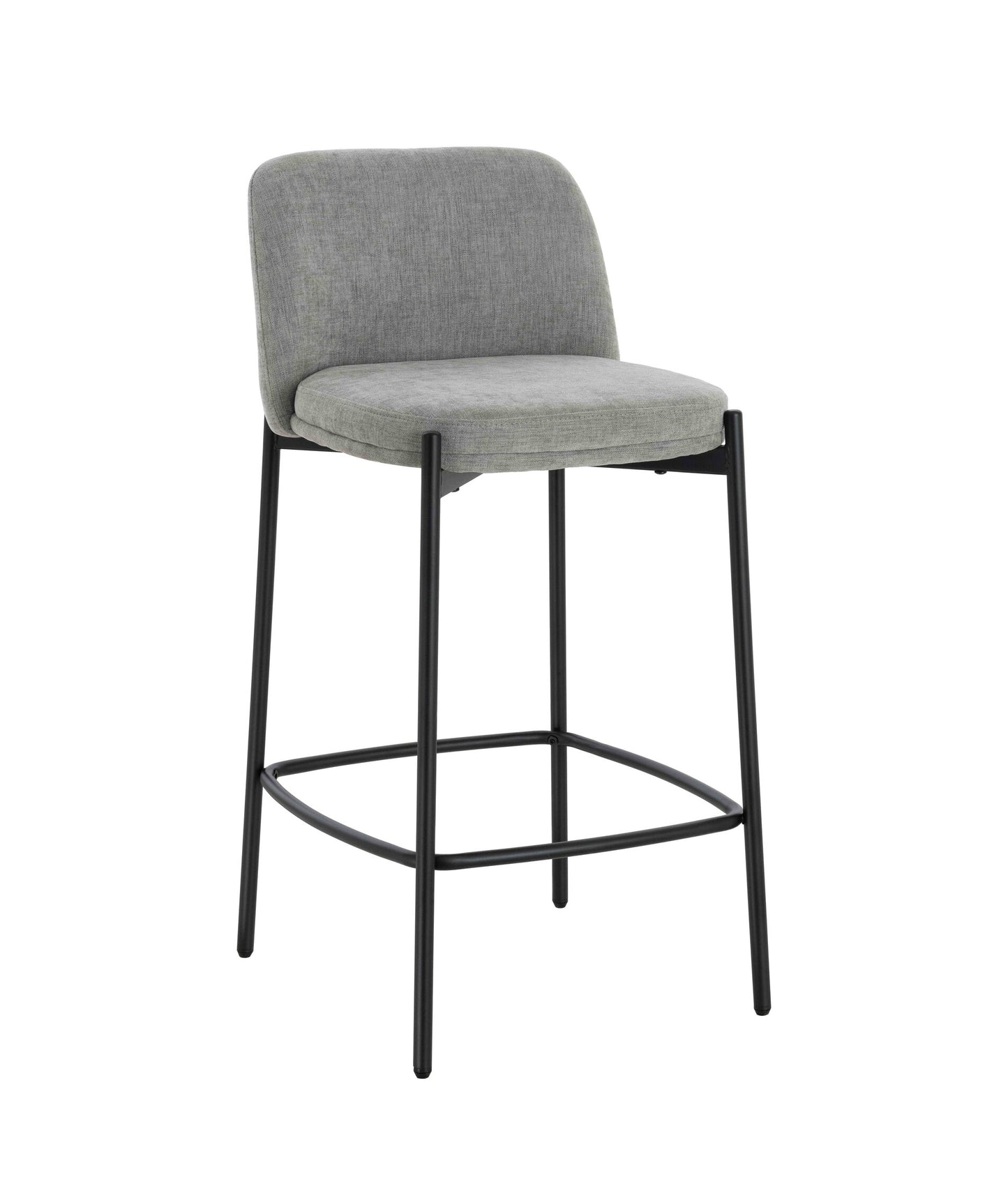 Arden Set of 2 Light Grey Textured Fabric Bar Chairs with Black Legs Bar Stool | Bali & Blue