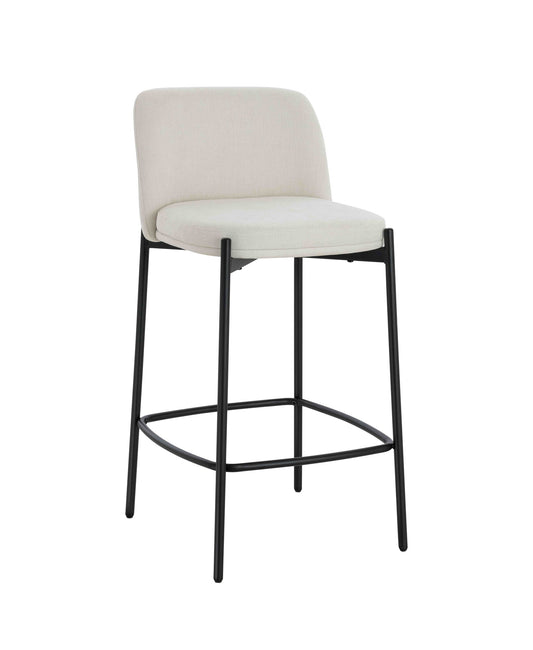 Arden Set of 2 Beige Textured Fabric Bar Chairs with Black Legs Bar Stool | Bali & Blue