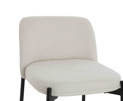 Arden Set of 2 Beige Textured Fabric Bar Stools with Black Legs