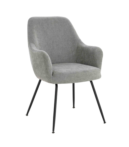 Arden Industrial Set of 2 Light Grey Textured Fabric Dining Chairs with Arms | Bali & Blue