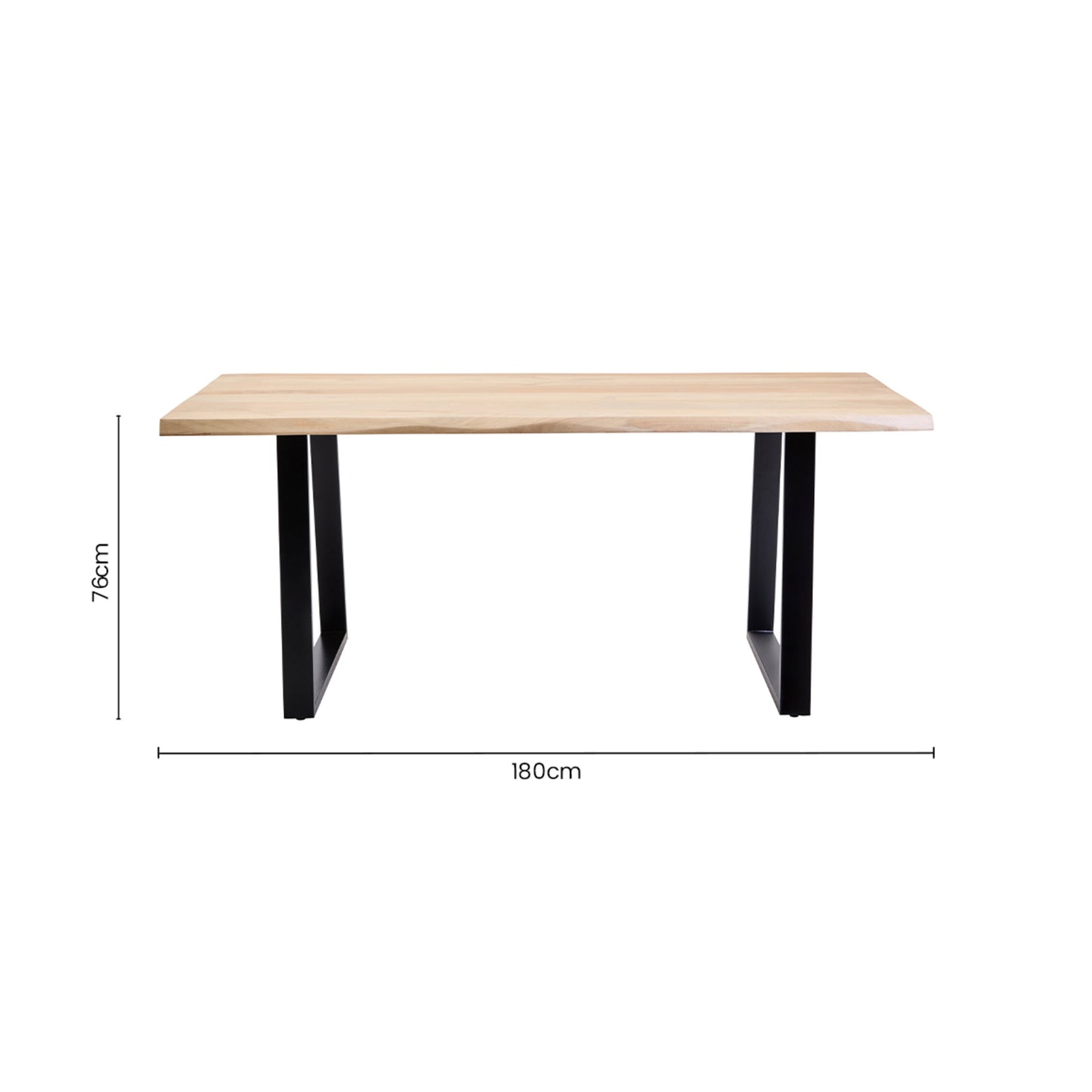 Milan Mango Wood Live Edge Black Metal legs Dining Table