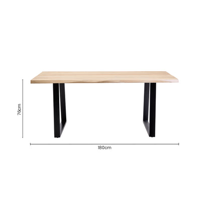 Milan Mango Wood Live Edge Black Metal legs Dining Table