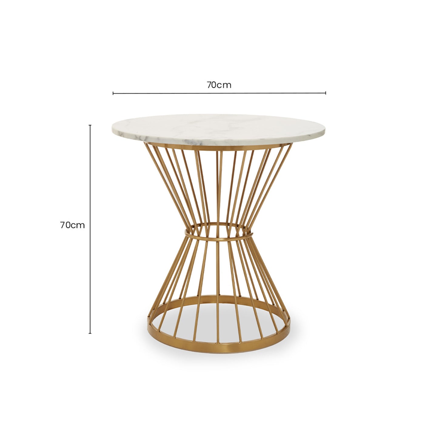 St Tropez Hourglass Dining Table with White Marble and Gold Base