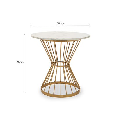 St Tropez Hourglass Dining Table with White Marble and Gold Base