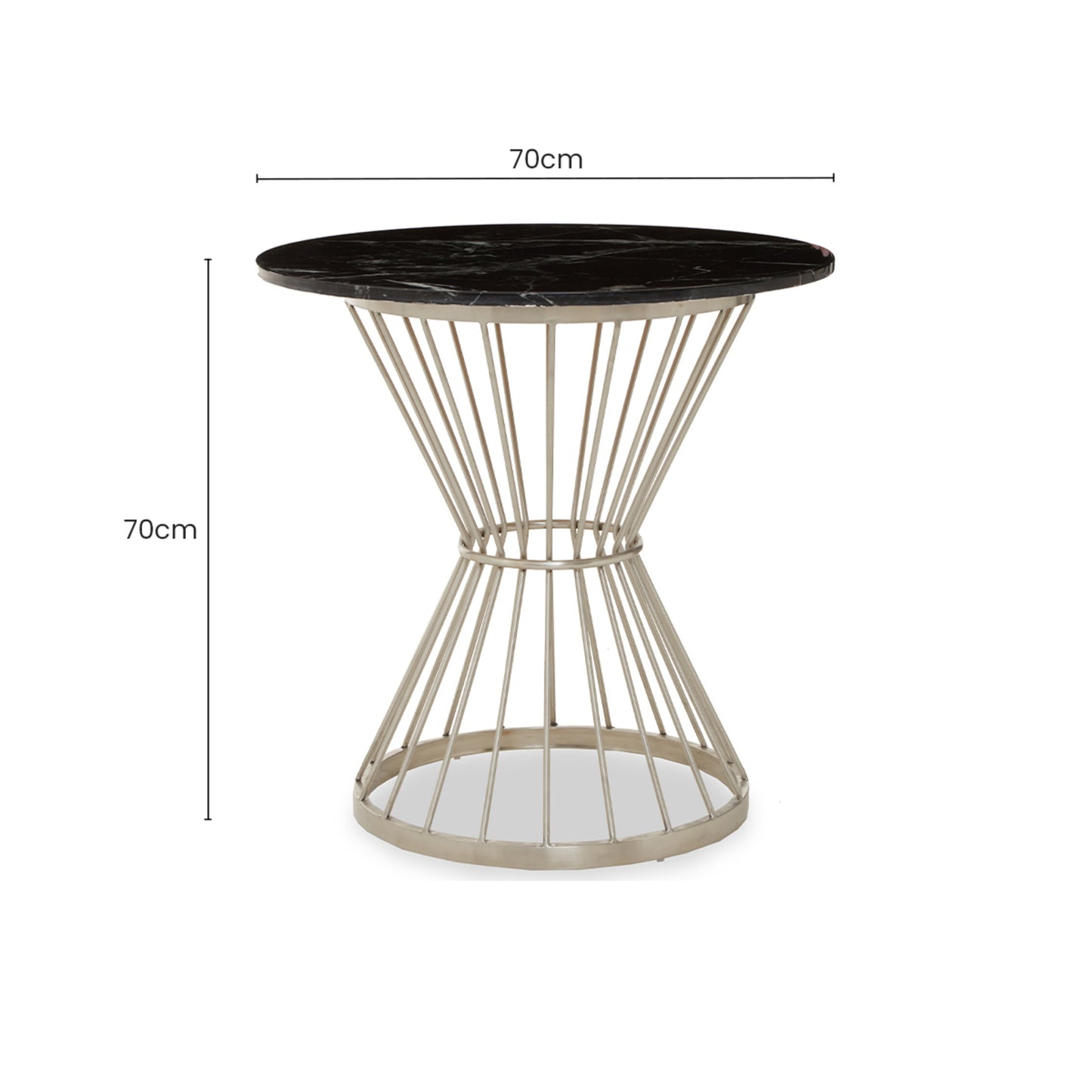 St Tropez Hourglass Dining Table with Black Marble and Silver Base