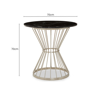 St Tropez Hourglass Dining Table with Black Marble and Silver Base