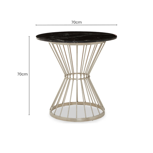 St Tropez Hourglass Dining Table with Black Marble and Silver Base