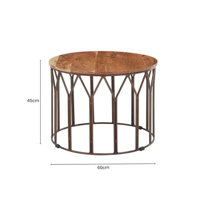 Boho Acacia Wood Round Coffee Table