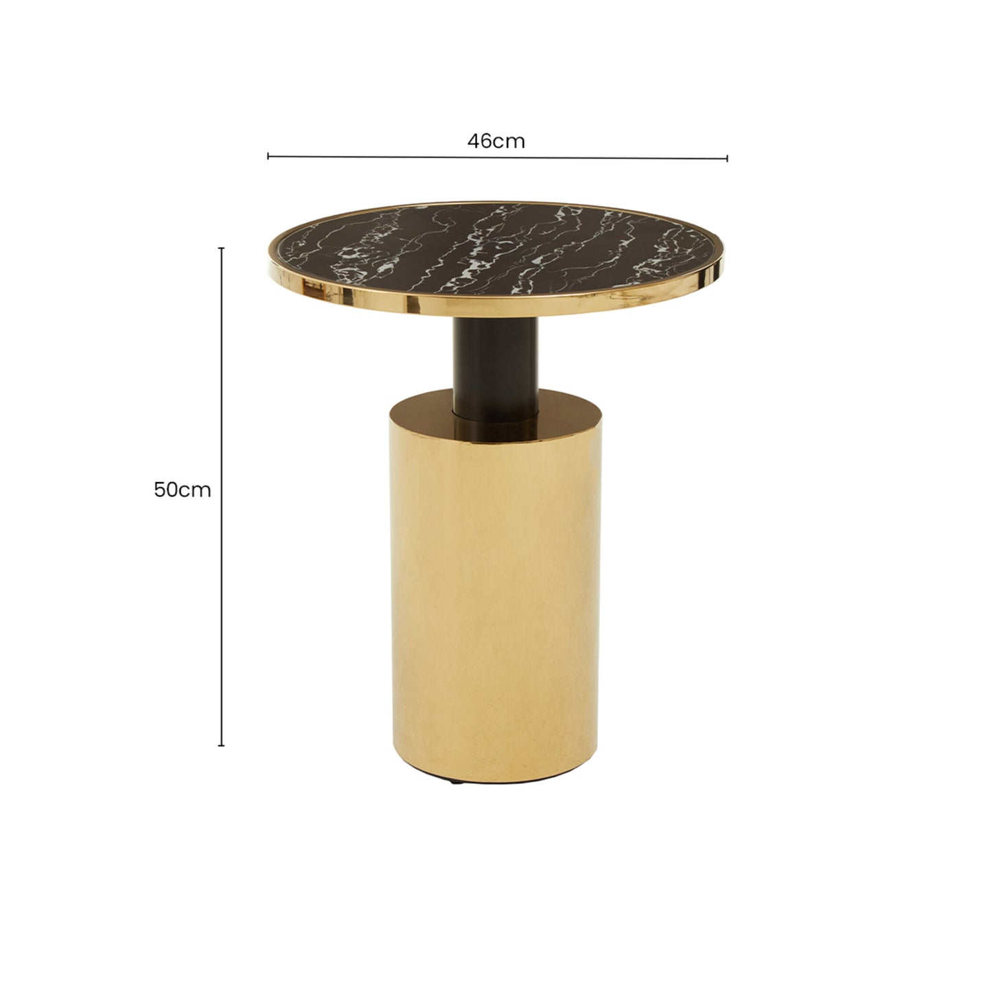 Mia Black Marble Effect Top and Gold Base Side Table