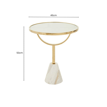 Mia White Glass and Marble Base Side Table
