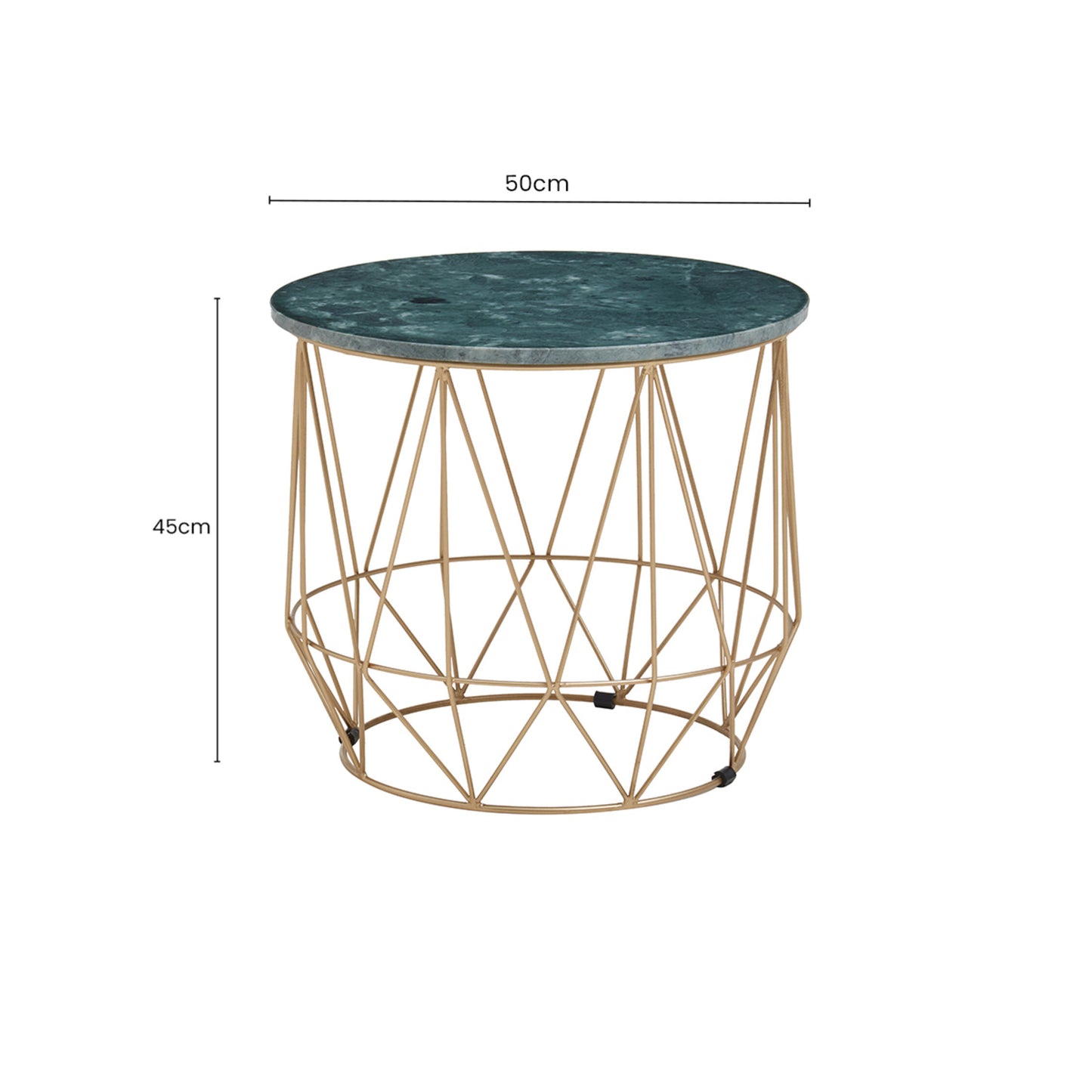 Roma Green Side Table With Gold Frame
