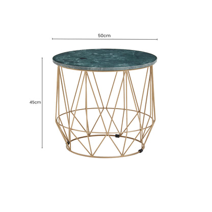 Roma Green Side Table With Gold Frame