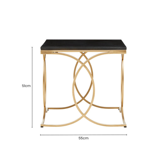 Katerina Black Marble Gold Side Table