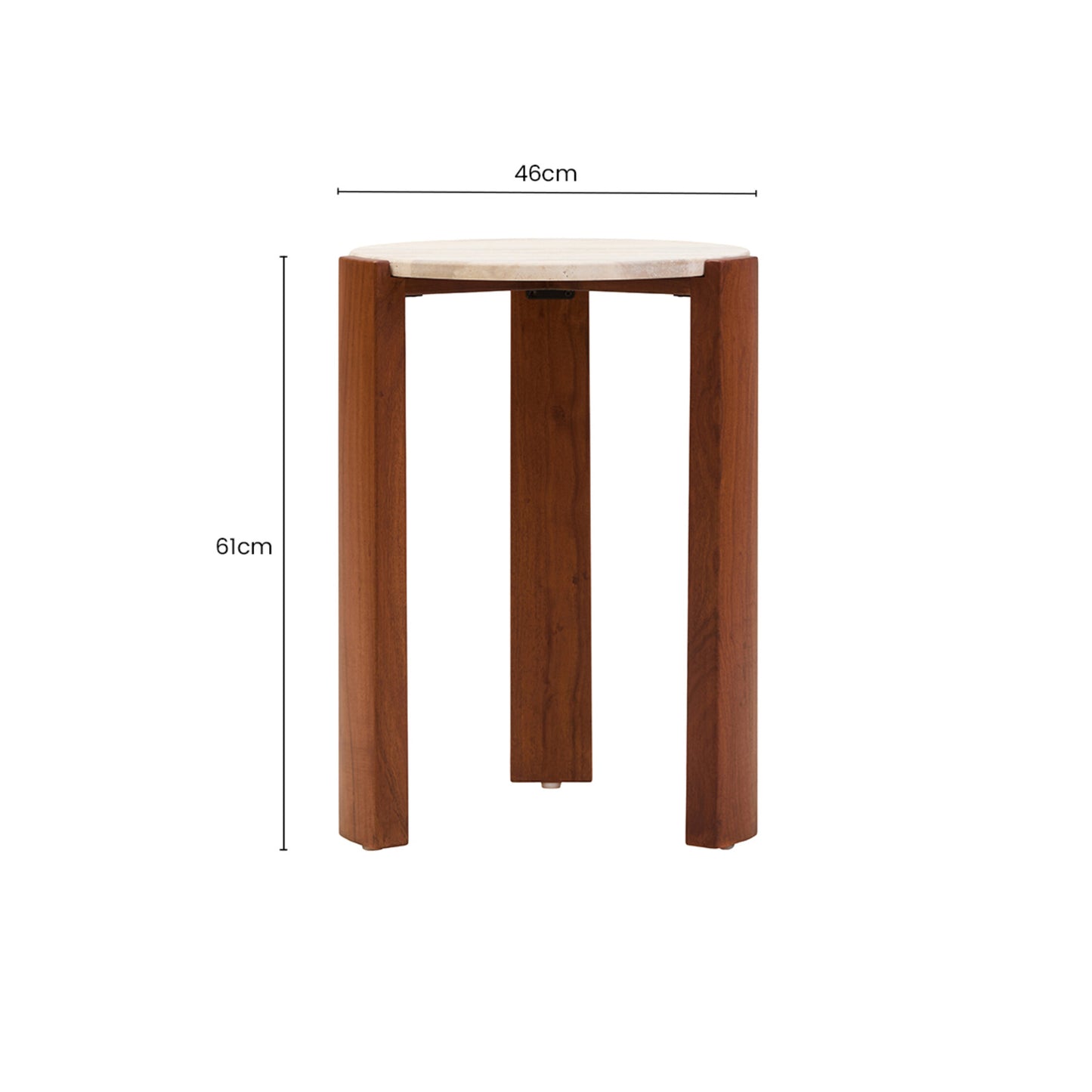 Sorrento Travertine Acacia Wood Round Side Table