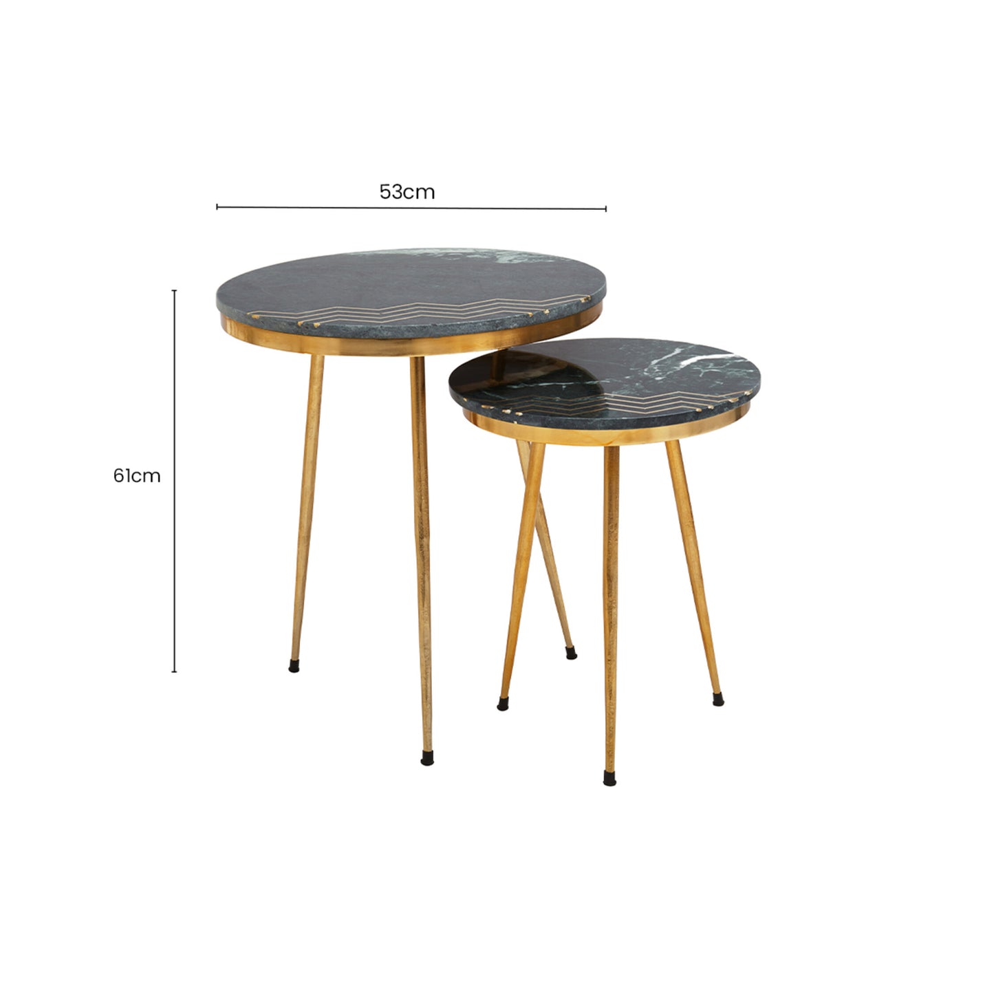 Stefania Green Marble Top Set of 2 Side Table