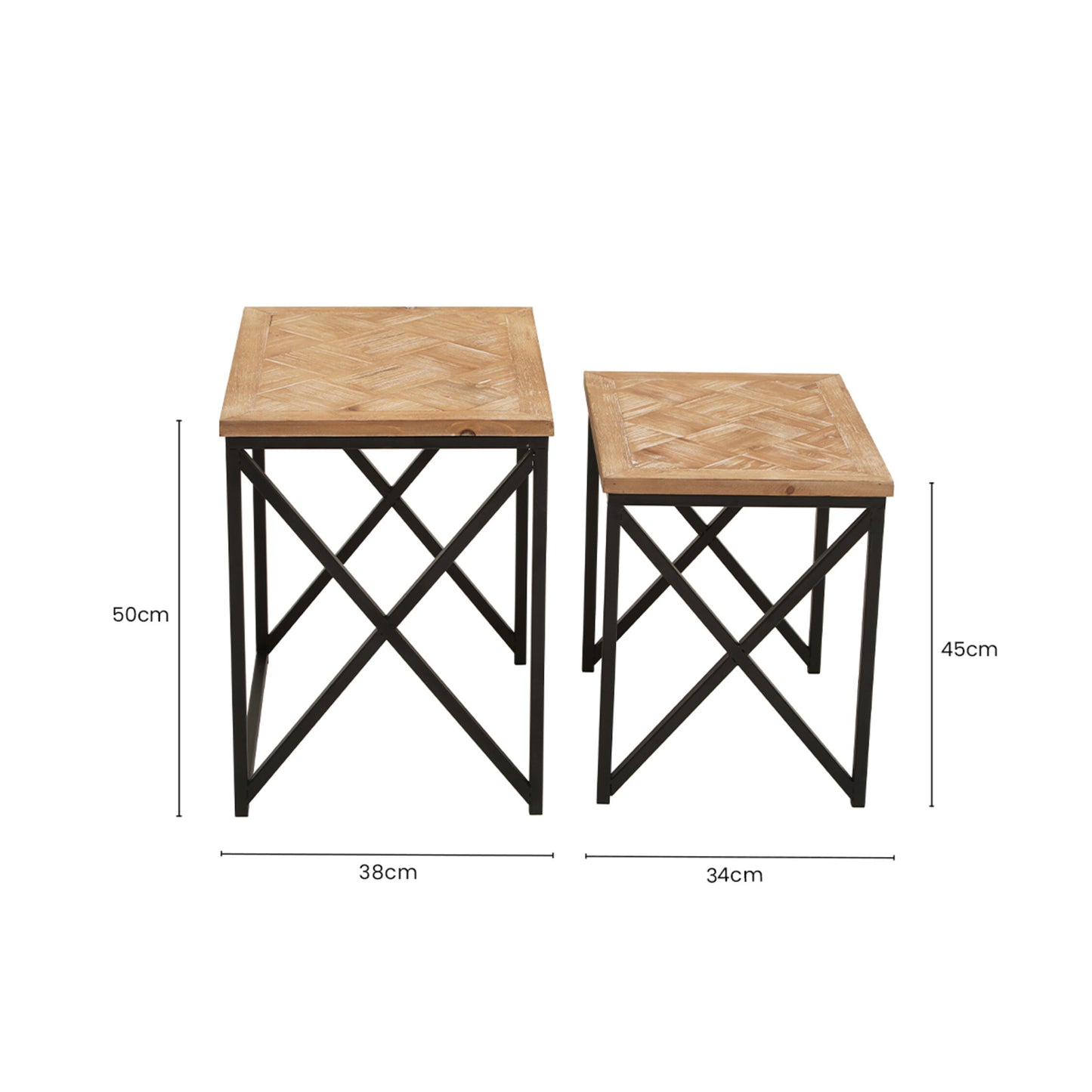 Alexander Parquet Fir Wood Set Of 2 Nesting Tables