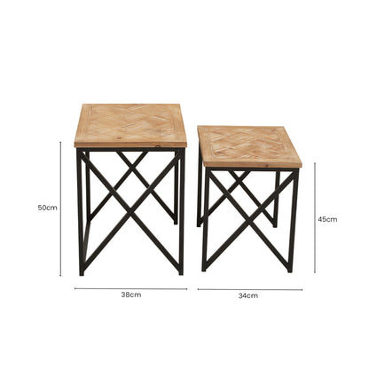 Alexander Parquet Fir Wood Set Of 2 Nesting Tables