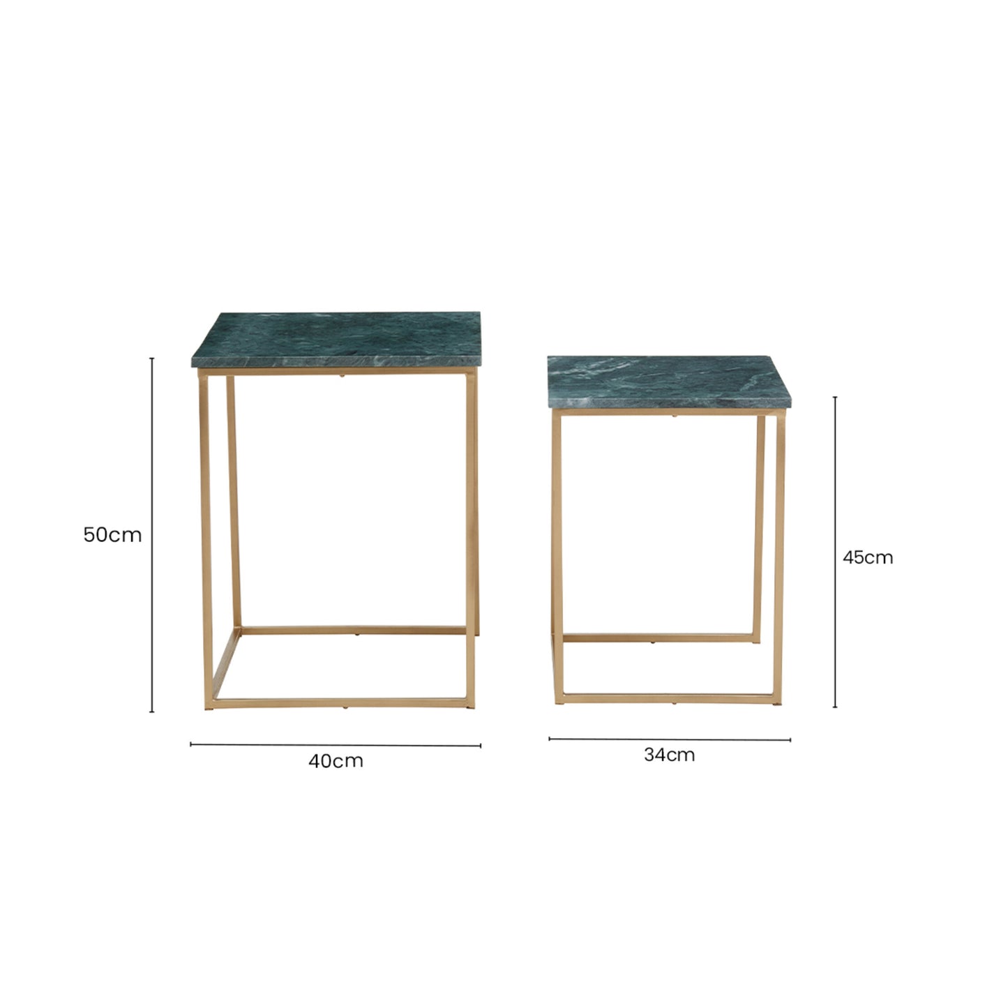 Roma Nest Of 2 Green Marble Side Tables