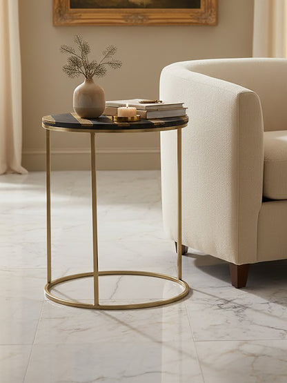 Hector Black And Gold Side Table