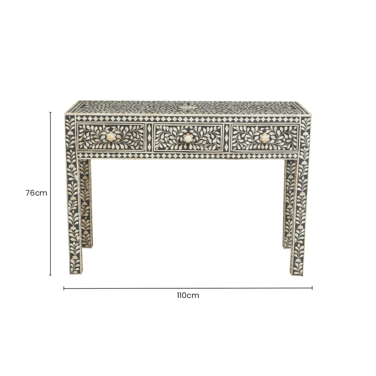 Lana Bone Inlay Desk with 3 Drawers