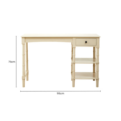 Cambridge Ivory Desk with Drawer and Shelves