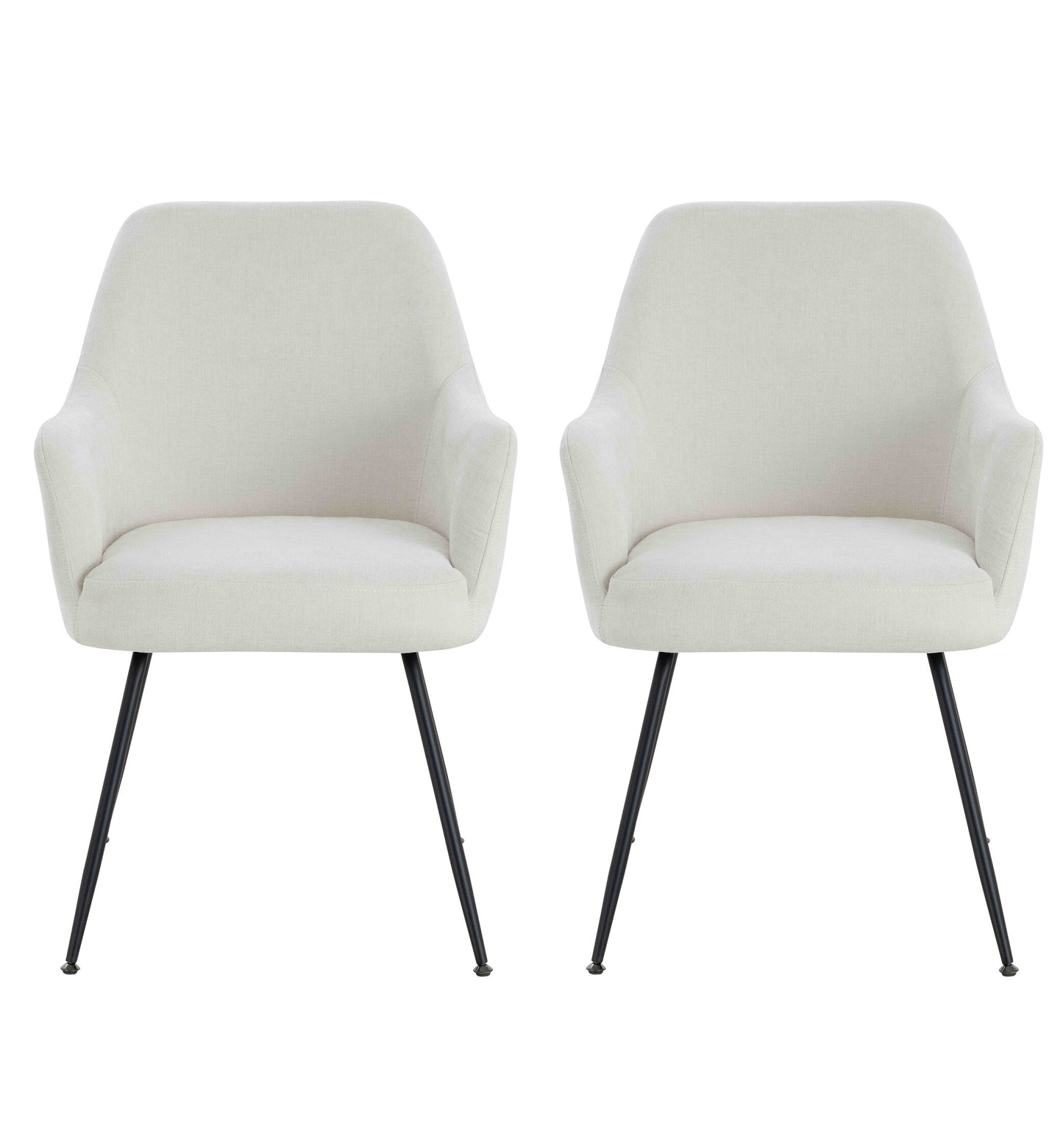 Arden Set of 2 Light Beige Fabric Dining Chairs with Arms