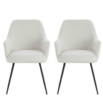 Arden Set of 2 Light Beige Fabric Dining Chairs with Arms