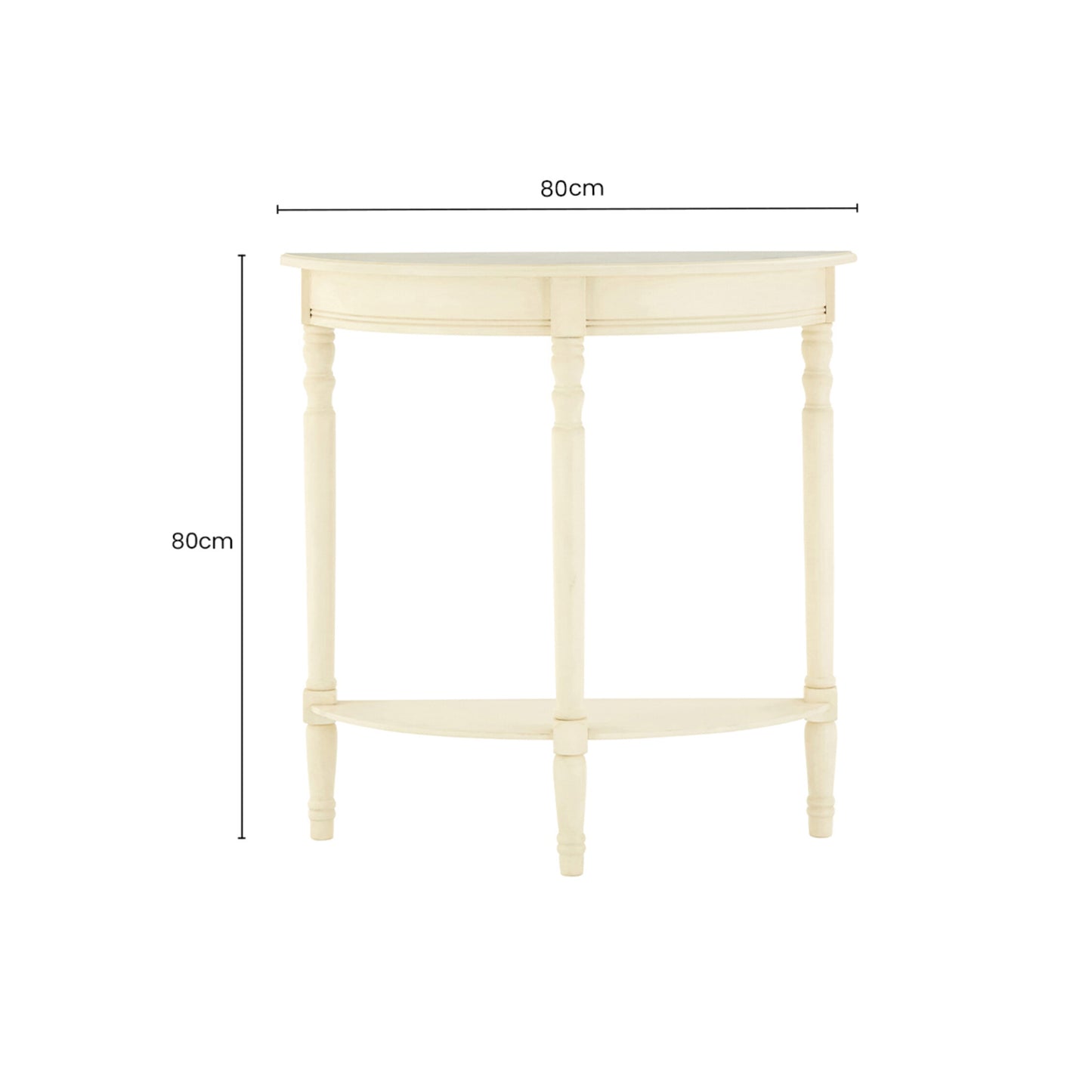 Cambridge Ivory Pine Wood Half Moon Console Table