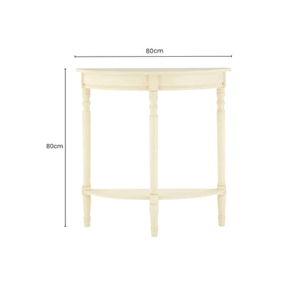 Cambridge Ivory Pine Wood Half Moon Console Table