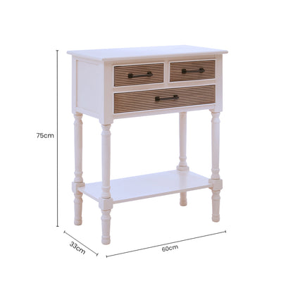 Cambridge 3 Drawers White Console Table