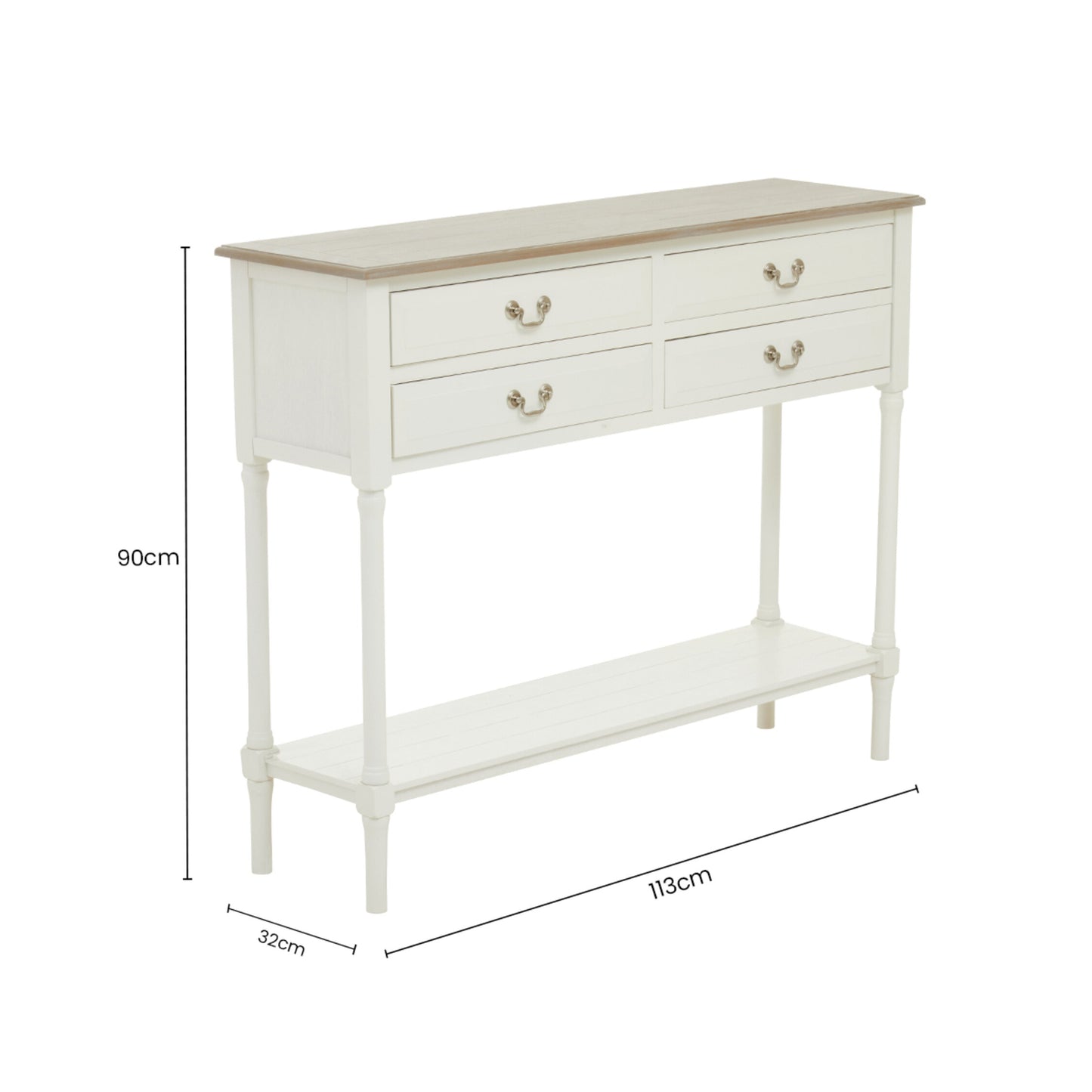 Cambridge 4 Drawer White Console Table