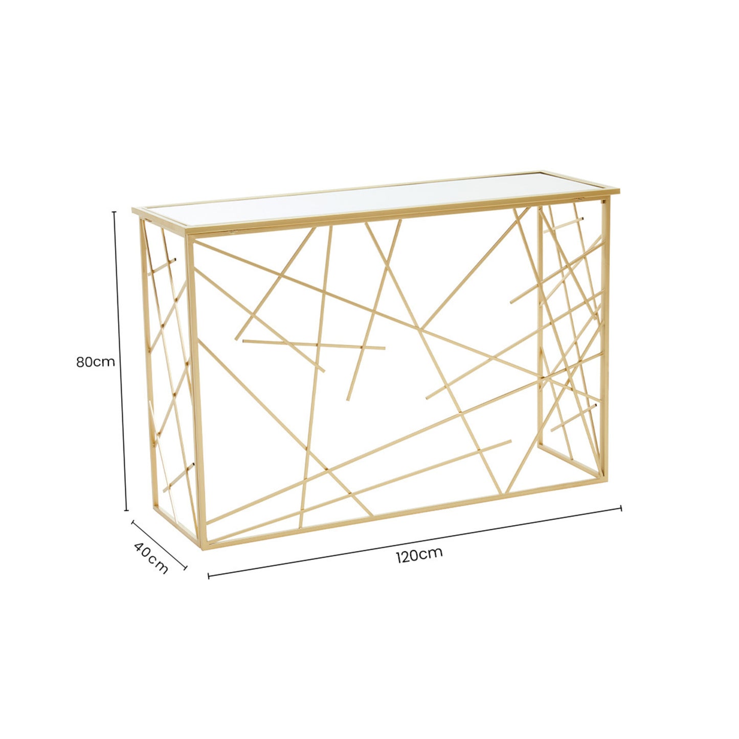Dubai Industrial Gold Console Table with Mirror Top