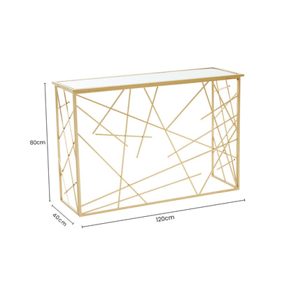 Dubai Industrial Gold Console Table with Mirror Top