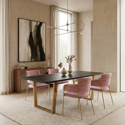 Lorena Pink Velvet Gold Leg Dining Chair