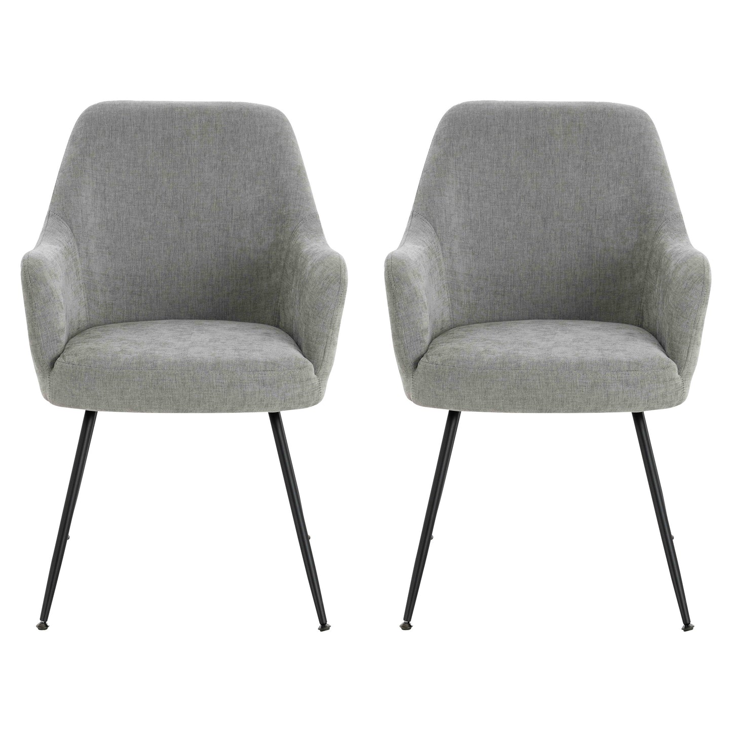 Arden Set of 2 Light Grey Fabric Dining Chairs with Arms