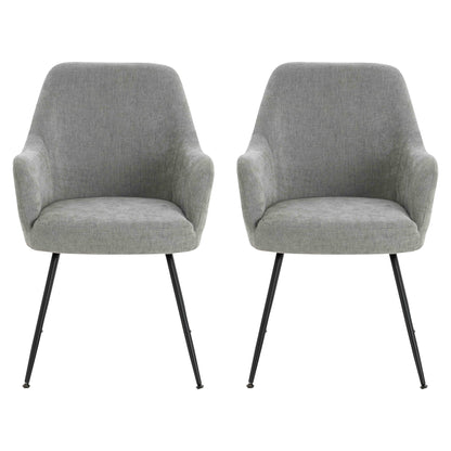 Arden Set of 2 Light Grey Fabric Dining Chairs with Arms