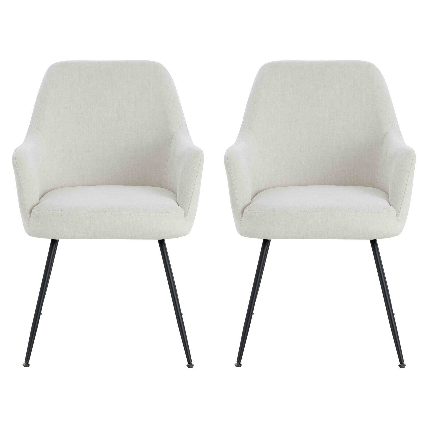 Arden Set of 2 Light Beige Fabric Dining Chairs with Arms
