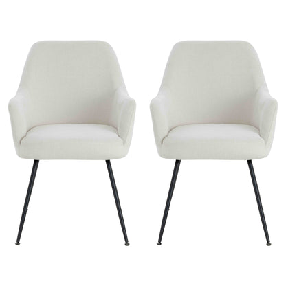 Arden Set of 2 Light Beige Fabric Dining Chairs with Arms