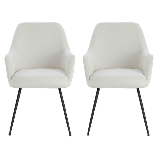 Arden Set of 2 Light Beige Fabric Dining Chairs with Arms