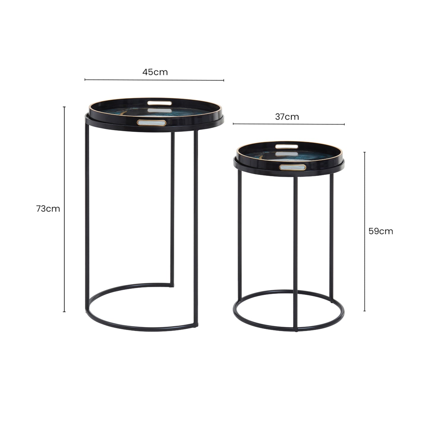 Renatta Set Of 2 Nesting Tables with Agate Effect