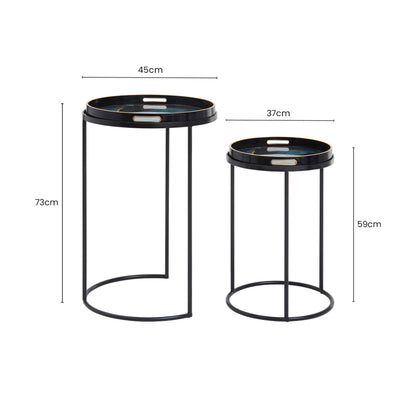 Renatta Set Of 2 Nesting Tables with Agate Effect