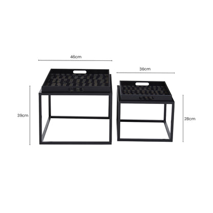 Renatta Black and Gold Set Of 2 Nesting Tray Tables