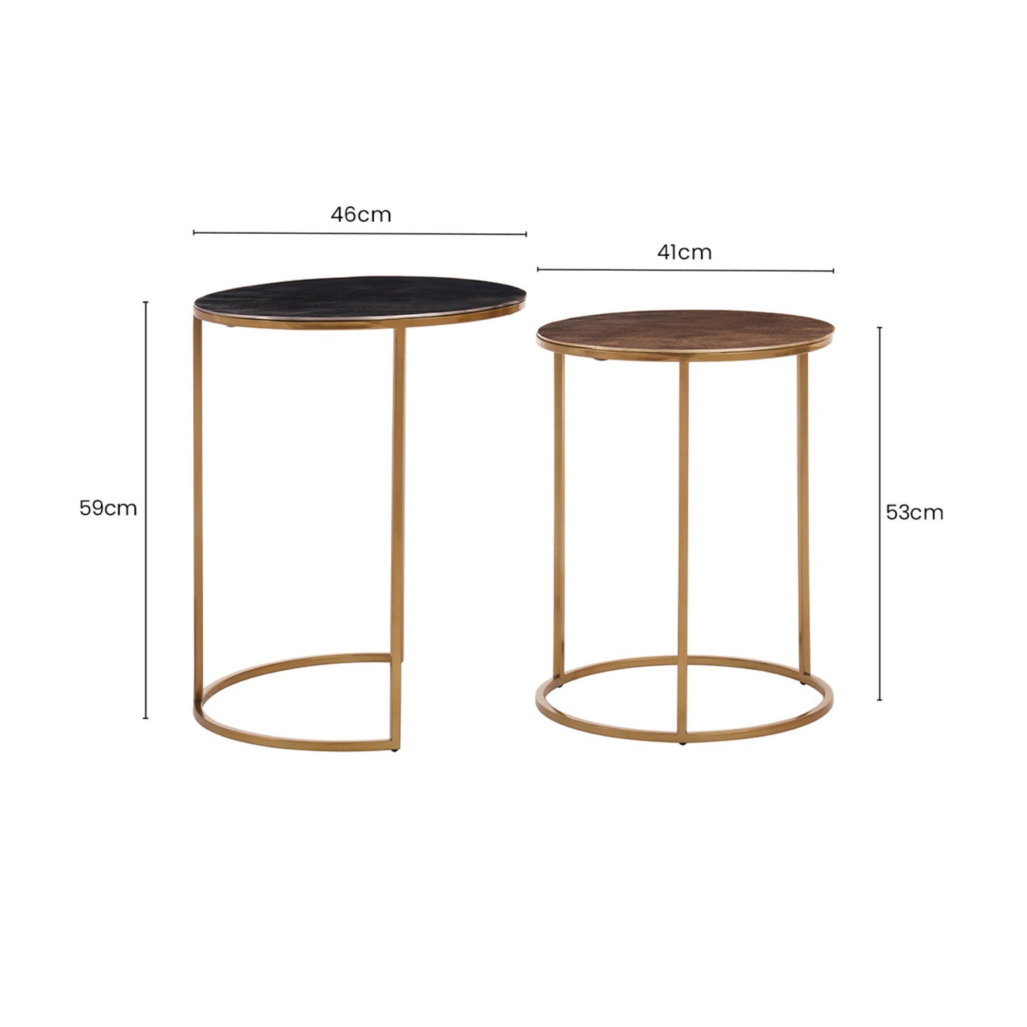 Marina Gold Nest of Two Side Tables