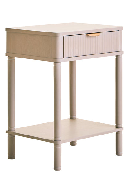 Cambridge One Drawer Reed Detail Taupe Wood Side Table