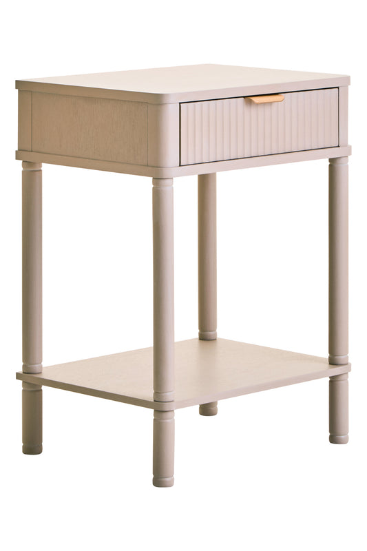 Cambridge One Drawer Reed Detail Taupe Wood Side Table